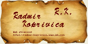 Radmir Koprivica vizit kartica